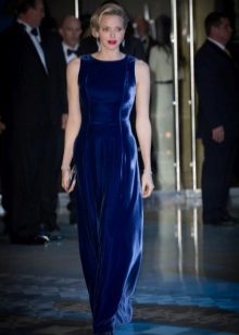 Blue velvet floor dress