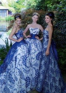 White wedding dress with blue lace