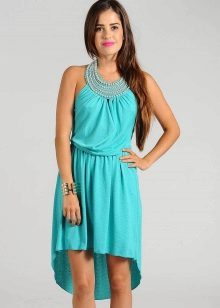 Dress turquoise midi length