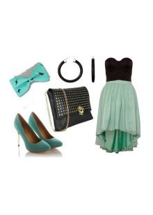 Black and turquoise dress and accessories