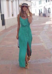 Long casual turquoise dress