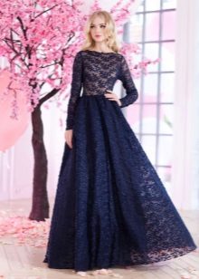 Lace blue evening dress