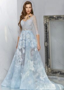 light blue translucent evening dress