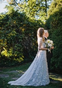 Evening blue dress with sleeves