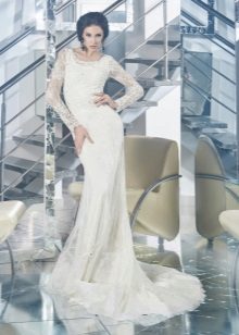 Straight wedding dress with a train