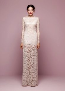 Straight wedding dress with sleeves