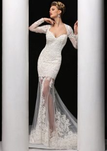 Mermaid Wedding Dress with Sheer Skirt