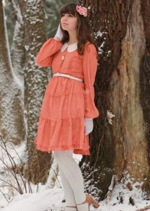 Orange dress with white color