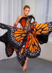 Orange with Black and White Butterfly Dress