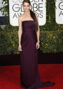 Long eggplant dress with a neckline