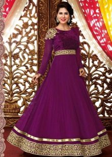 Golden color on an eggplant dress