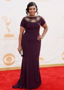 Eggplant long evening dress for overweight girls