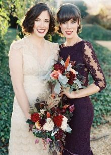 Purple dress and dairy wedding