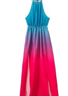 Fuchsia dress in combination with turquoise