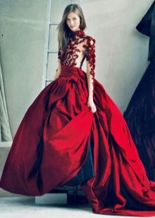 Marsala dress with lace detail