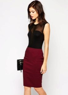 Marsala dress in combination with black