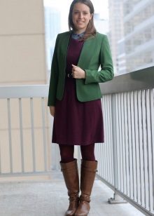 Marsala dress in combination with green