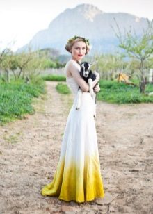 White mustard dress with a gradient