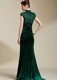 Green velvet dress with chiffon top