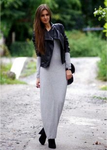 Gray dress with a black jacket