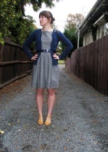 Dark jacket to a gray dress