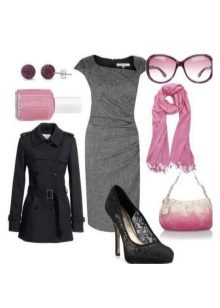 Gray dress and pink accessories for him