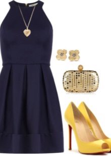 Jewelry and accessories for the dress in dark blue