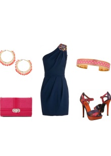 Red shoes for a navy blue dress