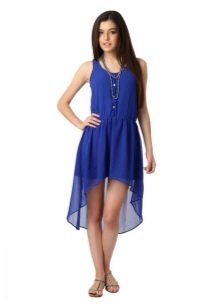 Navy dress, short in front and elongated in back