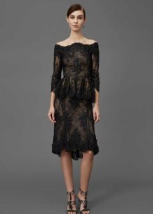 Dress sheath evening to knees from lace black