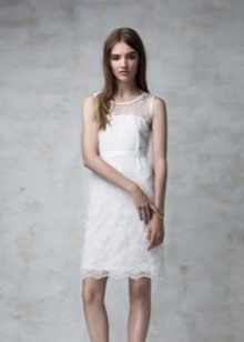 Dress sheath evening to knees lace white