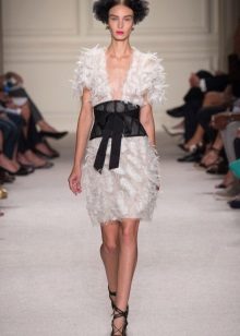 White fringe midi evening dress