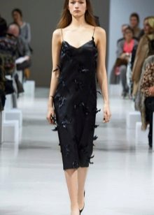 Black evening dress in linen style