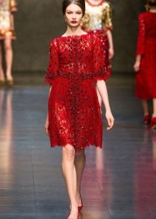 Red evening dress by Dolce and Gabbana