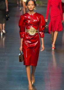 Red Leather Evening Dress by Dolce & Gabbana