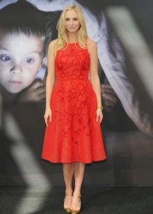 Retro Red Midi Evening Dress