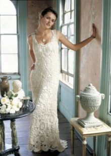 Wedding knitted dress on the floor