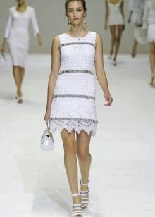 Short white crochet dress