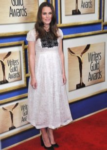 White maternity dress with black lace