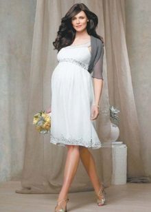Empire style white dress for pregnant women