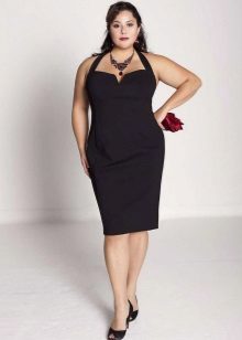 Black dress with a deep neckline for overweight women