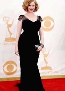 Black long velvet dress for overweight