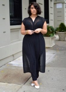 Black sheer gown for those with a pair of white pumps