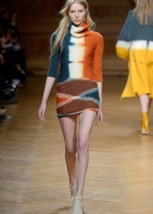 Color short knitted dress