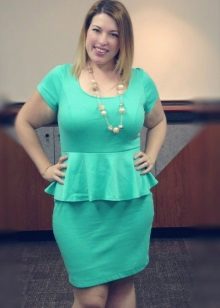 Turquoise peplum dress for a full girl