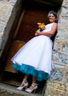 Wedding dress with a blue petticoat