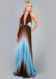 Brown dress with blue