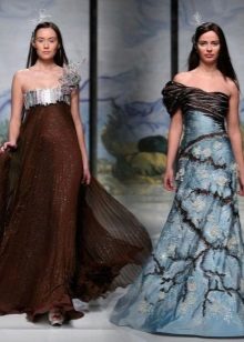 Brown dress with blue