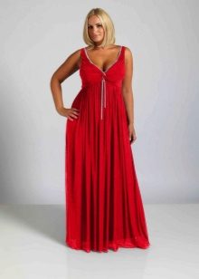 Silhouette red long dress for overweight women