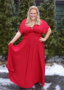 Red dress long floor-length dress for overweight women